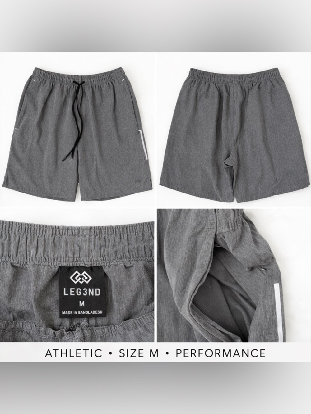 LEG3ND Men’s Athletic Shorts Size M Gray Performance Training Gym Shorts